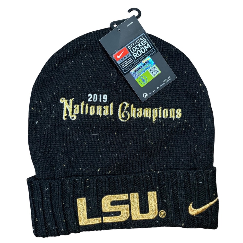 Nike LSU Tigers 2019 National Champions Locker Room Beanie Black Gold Mens Hat